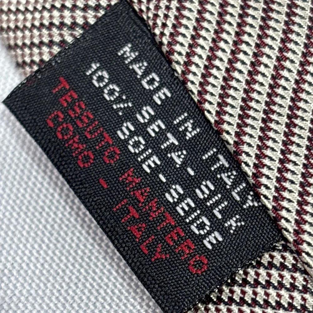 Vintage Joseph Abboud Silk Tie Made in Italy Brown Houndstooth‎ Geometric